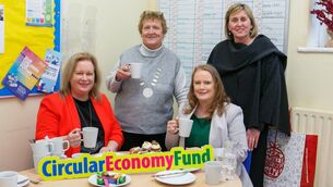 <p>Senator Eileen Lynch and councillor Kate Lynch were given an overview of Rylane Community Association’s circular economy project by association chair Linda Grimes and PRO Martina Casey. Picture: Donagh Glavin.</p>