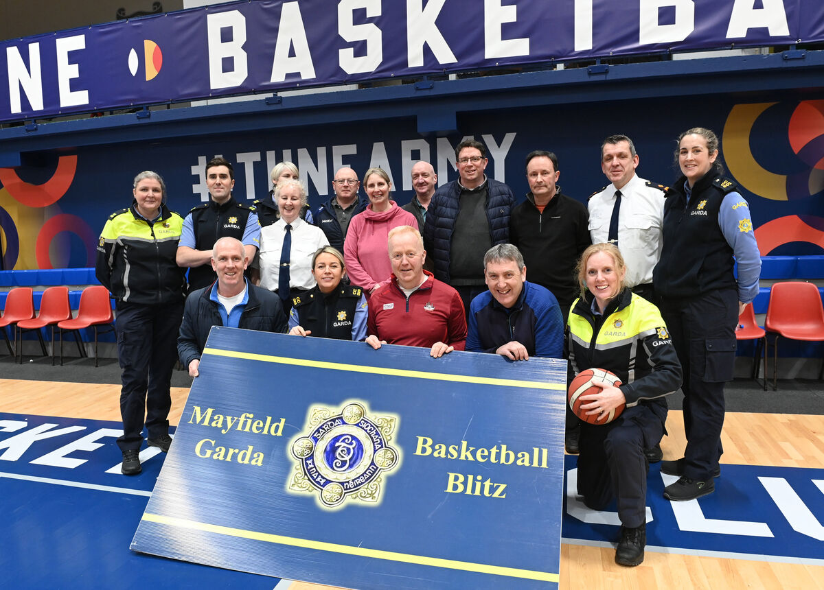 Some of the gardai who organised the Cork Garda Basketball Blitz at Neptune Stadium.