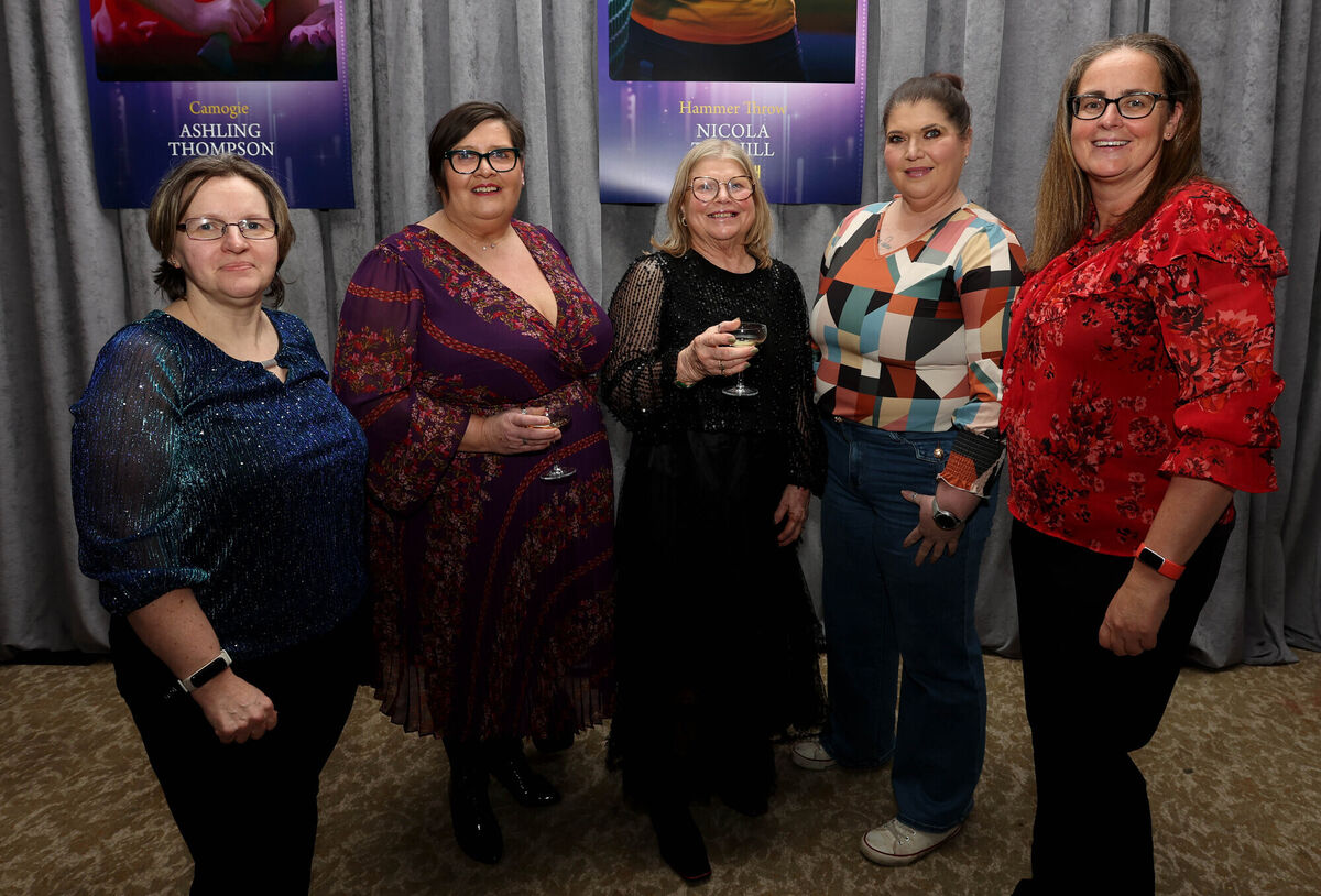  Alison Sheehan, Mags Curtin, Julie Dwyer, Claire Dwyer and Angela Tarrant at the The Echo Women In Sport Awards 2025 in The Metropole Hotel, MacCurtain Street. Picture: Jim Coughlan.