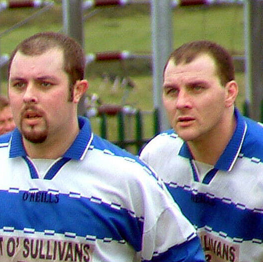 United we stand - Grattan defenders Eoin Kiely (left) and Darren Geaney. 