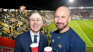 <p>Kevin O'Donovan, Cork County Board secretary/CEO (right), pictured with Zeus Group founder and owner Brian O'Sullivan, ahead of Saturday's Cork-Tipperary game at SuperValu Páirc Uí Chaoimh.</p>