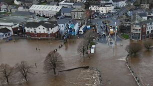 <p class="contextmenu internal_Caption">‘WATER ALWAYS WINS’: The River Slaney bursts its banks in Enniscorthy, Co Wexford, last month</p>