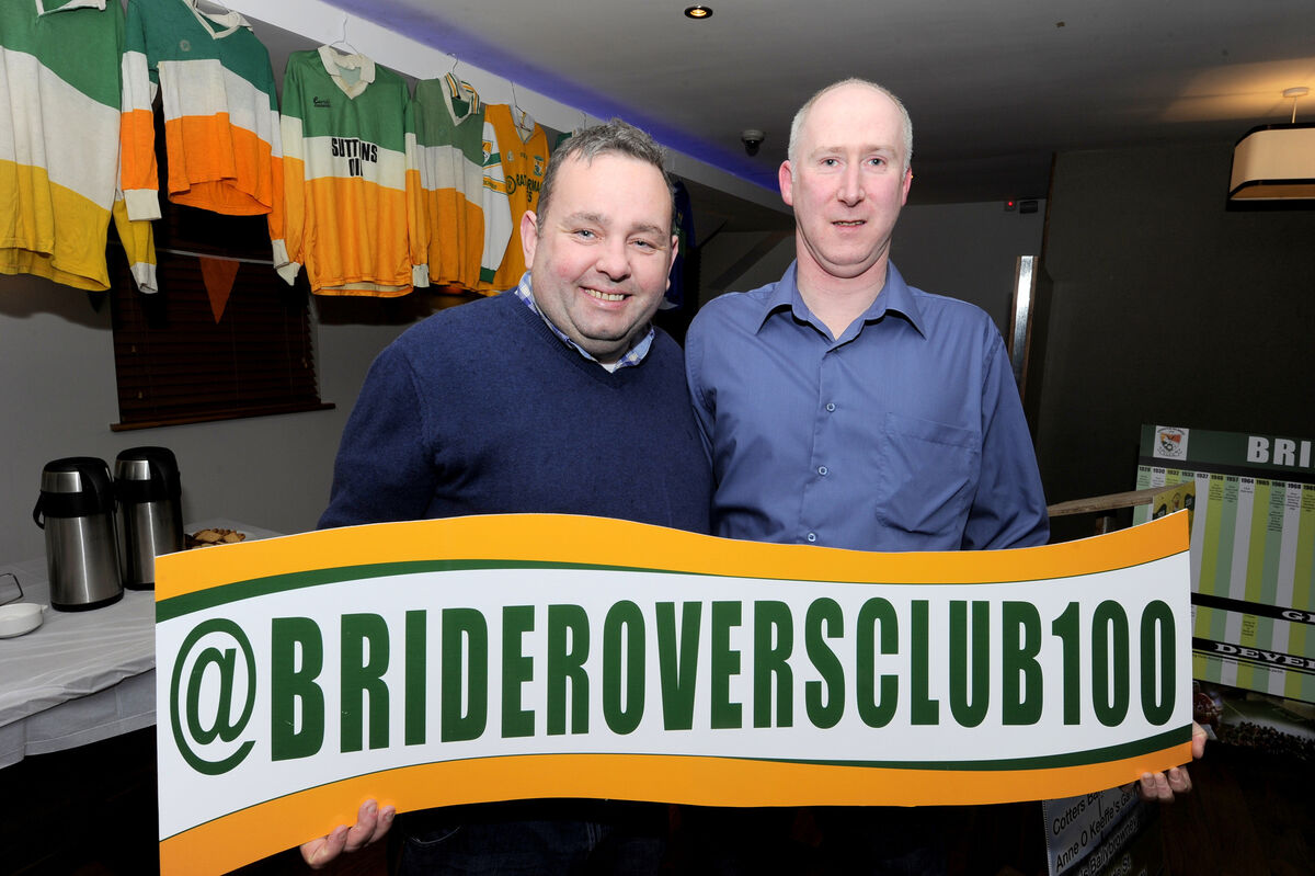 Liam Barry (left) and Neven Butler at the launch of Bride Rovers Club 100 in 2018. Picture: Gavin Browne Liam Barry (left) and Neven Butler at the launch of Bride Rovers Club 100 in 2018. Picture: Gavin Browne