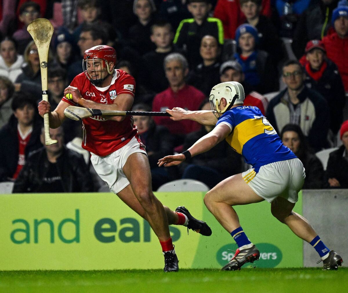 Brian Hayes of Cork looks to get past Tipperary's Bryan O'Mara. Picture: Ray McManus/Sportsfile