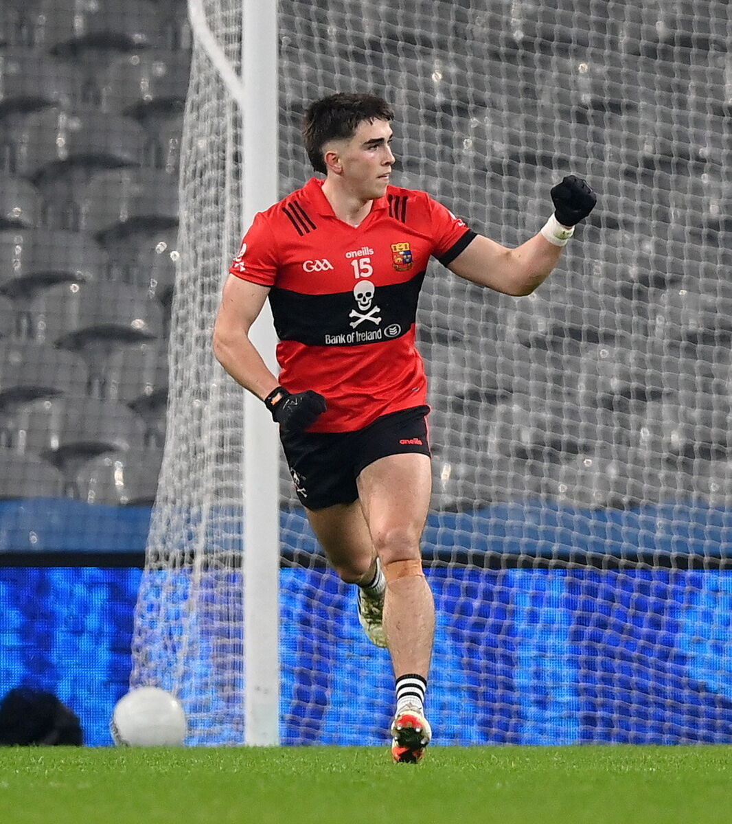 Ciarán Santry of UCC celebrates after scoring his side's goal. Picture: Stephen McCarthy/Sportsfile Ciarán Santry of UCC celebrates after scoring his side's goal. Picture: Stephen McCarthy/Sportsfile