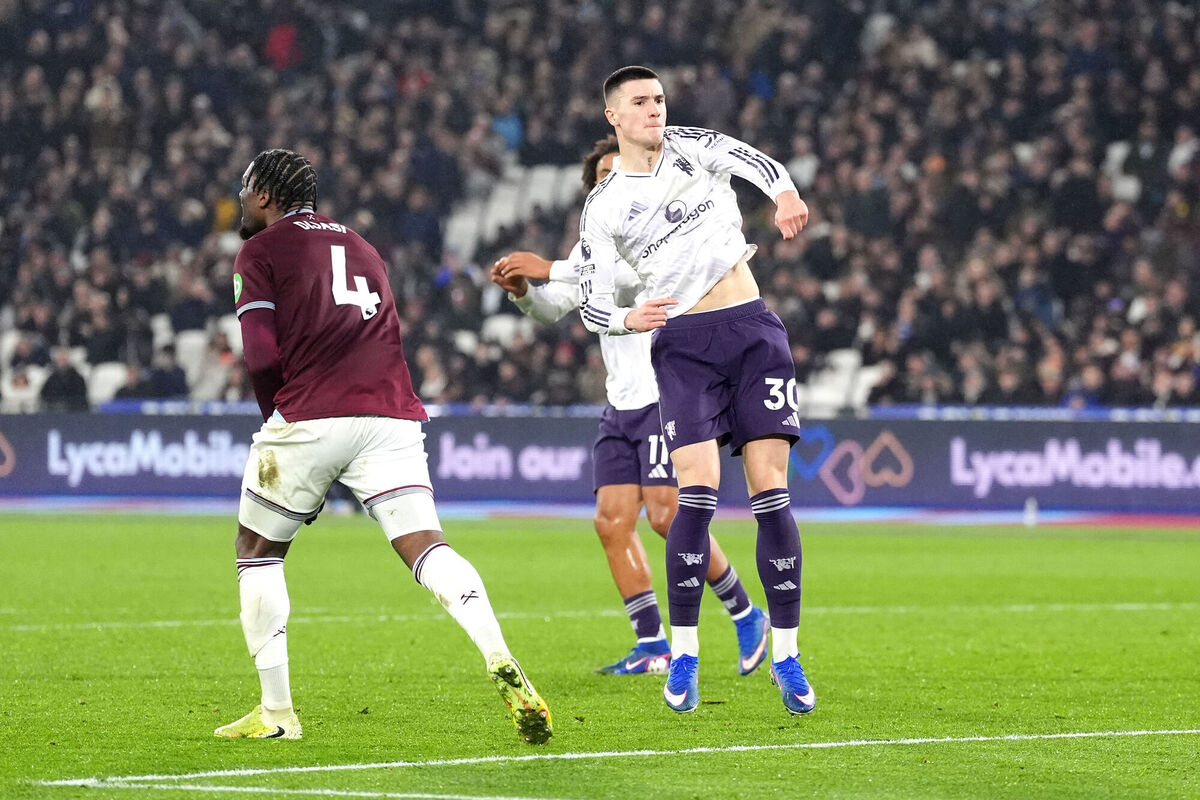 Manchester United's Benjamin Sesko (right) celebrates scoring the side's equaliser during the Premier League match at the London Stadium. Picture: Adam Davy/PA Wire Manchester United's Benjamin Sesko (right) celebrates scoring the side's equaliser during the Premier League match at the London Stadium. Picture: Adam Davy/PA Wire