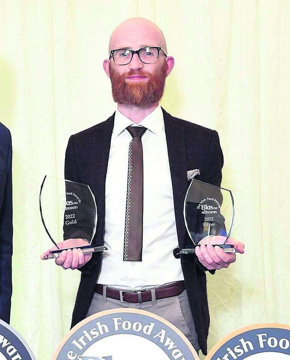 Mícheál Ó Lionáird of Folláin at the Blas na hÉireann / Irish Food Awards in 2022. RIGHT: His mother Máirín who helped launch the business