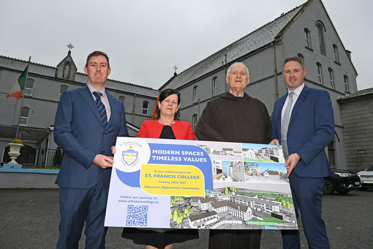 St Francis College deputy principal David Donovan; principal Marie Ring; Br Philip Baxter, chairman board of management, and deputy principal Patrick Croke with plans for the school. Picture: Eddie O'Hare.