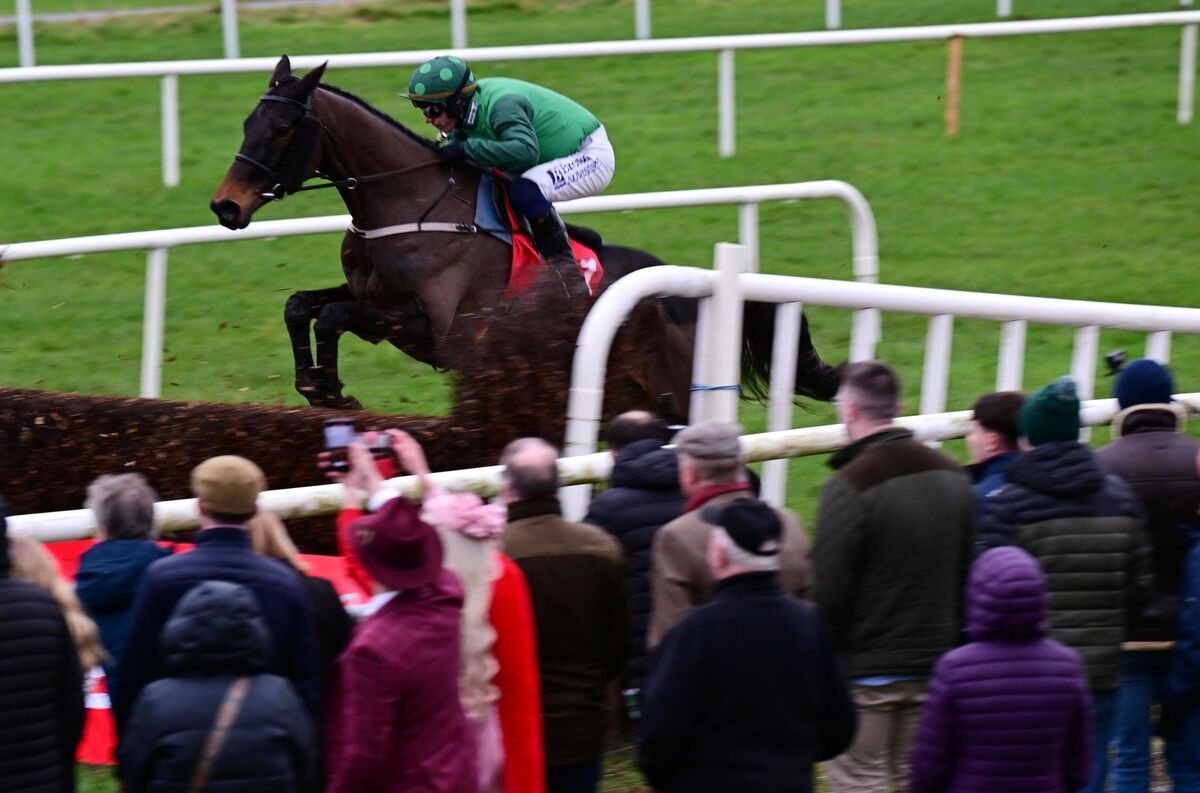 Impaire Et Passe and Paul Townend jump the last to win the Grade 2 Red Mills Steeplechase. Picture: Healy Racing