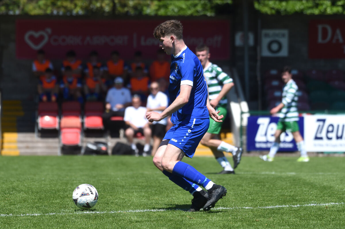  Kai O'Neill in action for College Corinthians against Pike Rovers in the JAKO Ireland Munster Youth Cup 24/25 final at Turner's Cross, Cork. Picture: Larry Cummins