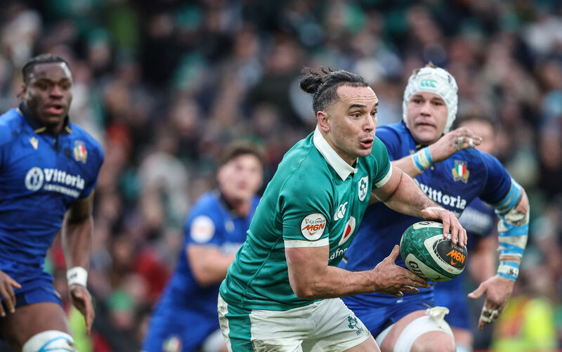 Ireland's James Lowe in action against Italy. Picture: INPHO