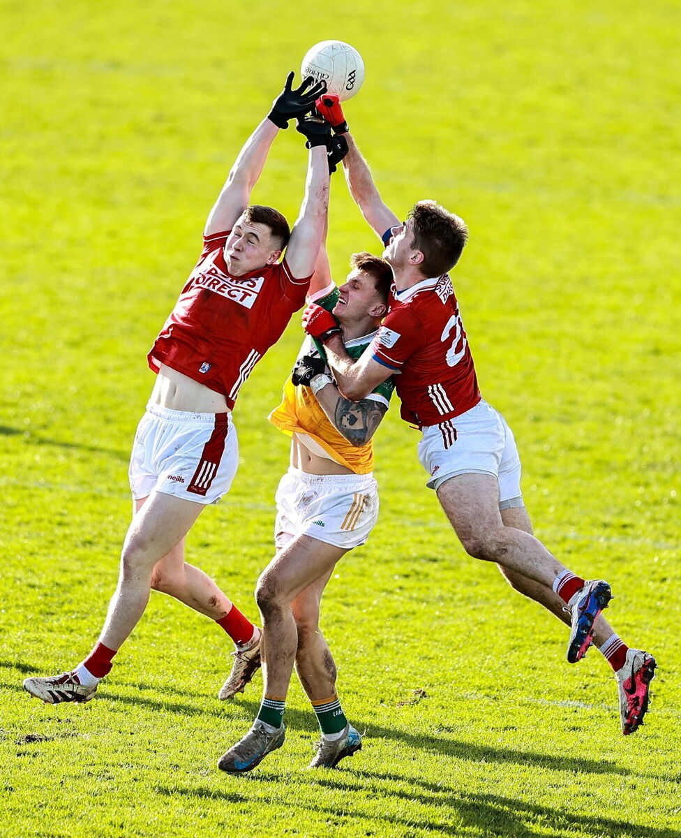 Cork players Luke Fahy and Ian Maguire in action against Jack McEvoy of Offaly. Picture: Thomas Flinkow/Sportsfile Cork players Luke Fahy and Ian Maguire in action against Jack McEvoy of Offaly. Picture: Thomas Flinkow/Sportsfile