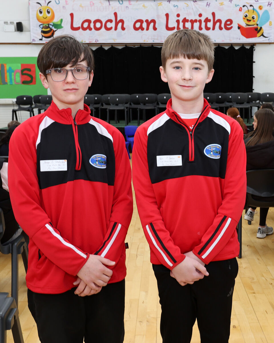  Senan Ò Comnchubhair and Sean Ò Lonain, both competitors from Scoil Baile Mhic Airt, Co. Waterford. Picture: Jim Coughlan.