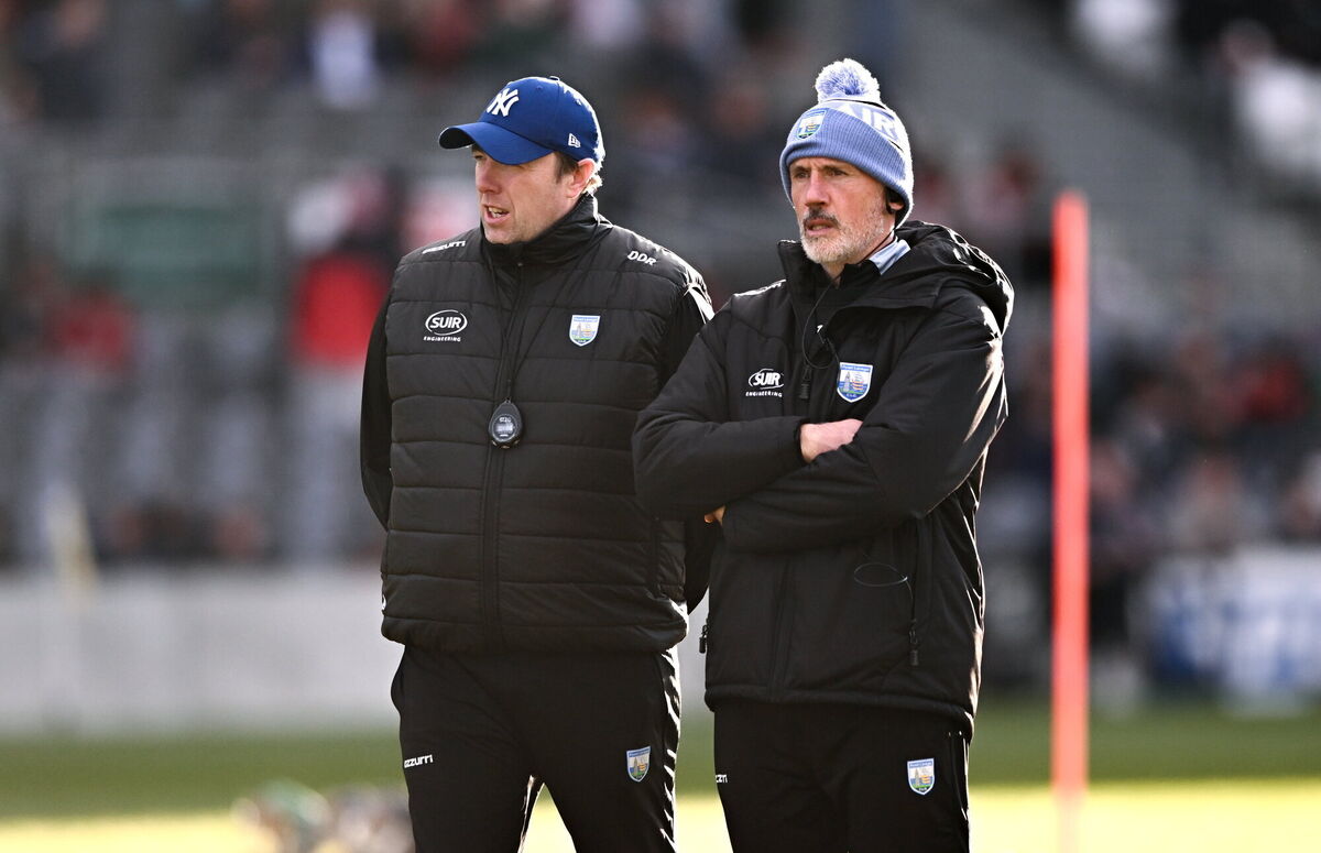 Waterford manager Peter Queally, right, and selector Donal O'Rourke before the Allianz Hurling League Division 1A match between Cork and Waterford at SuperValu Páirc Uí Chaoimh in Cork. Picture: Ben McShane/Sportsfile