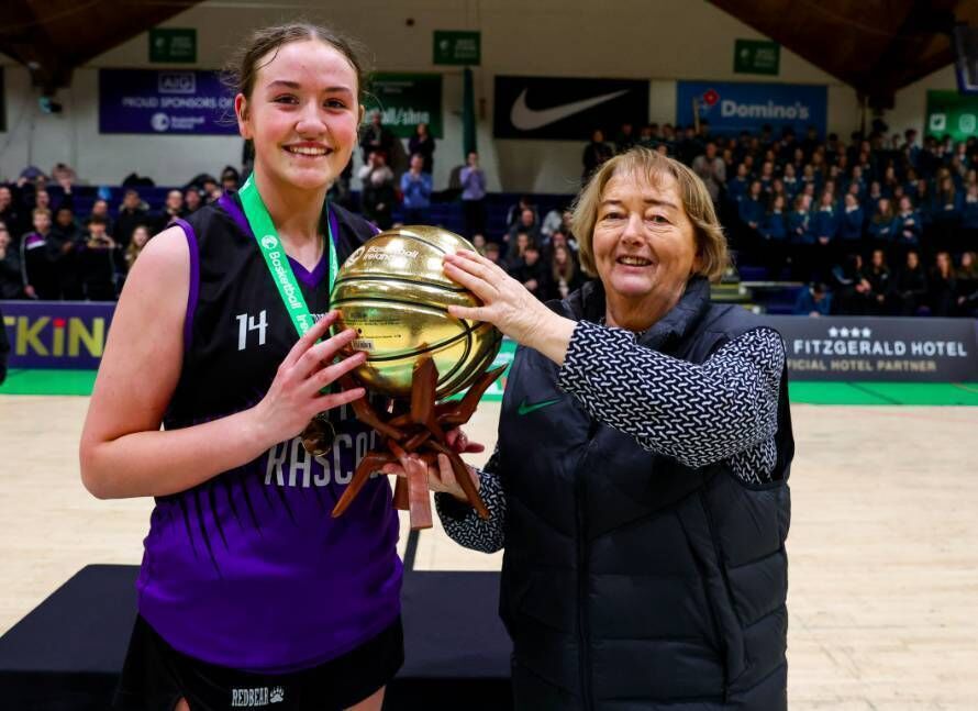 Team captain Lucy Walsh receives the 'Most Valued Player' award at the recent cup championship final