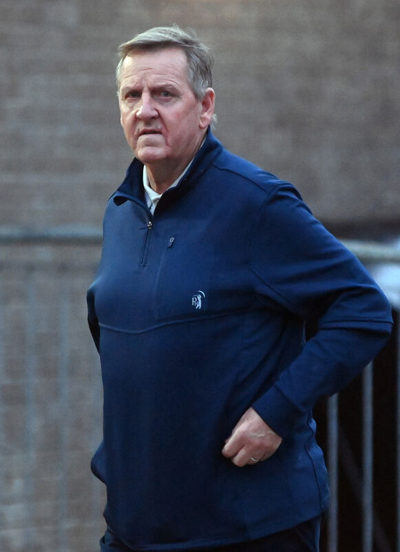 Former Cork Celtic player Barry Notley paying his respects for former Cork Hibernians player Miah Dennehy at Keohane's funeral home on Old Youghal road, Cork. Picture; Eddie O'Hare