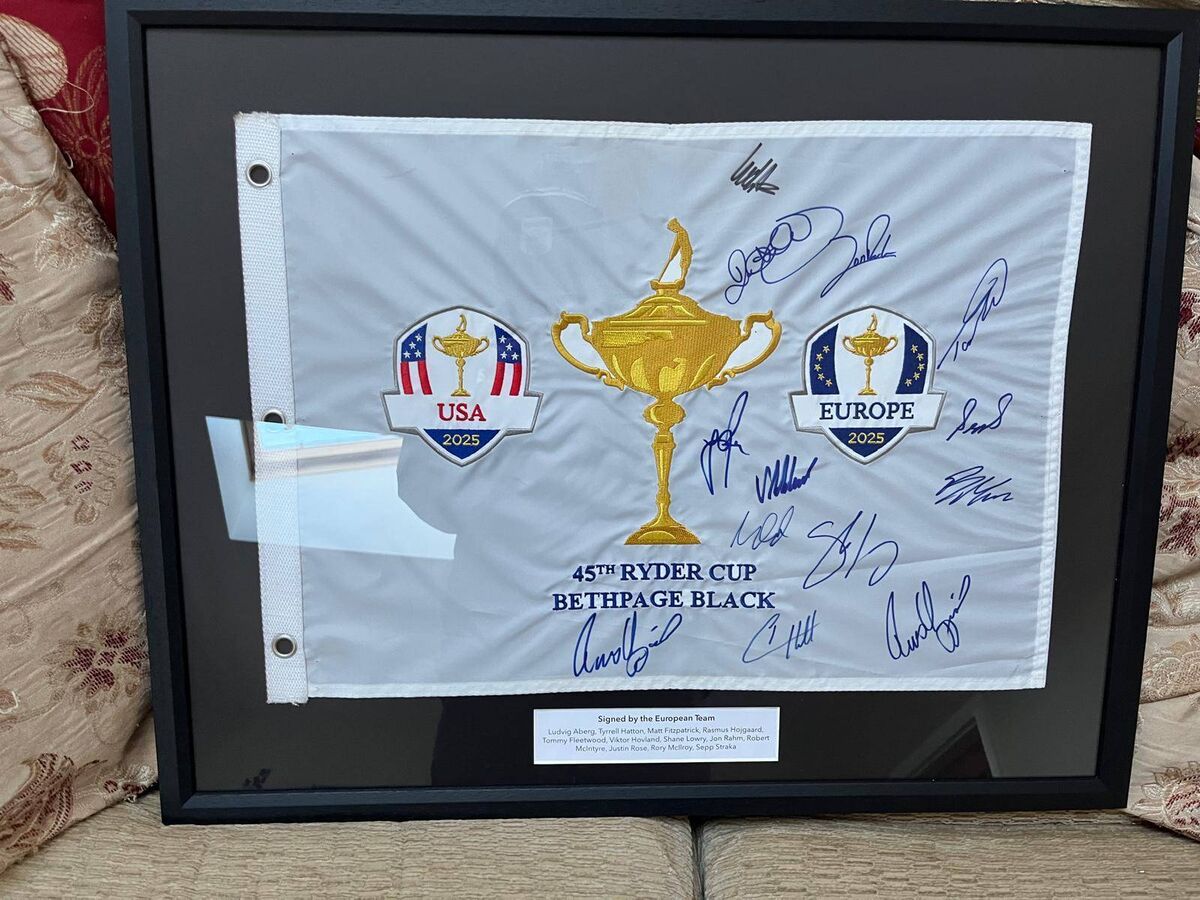 The Ryder Cup flag that is up for auction.
