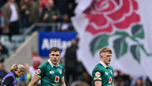 <p>Ireland players Garry Ringrose and Tommy O'Brien in Twickenham. Picture: Ramsey Cardy/Sportsfile</p> <p>Ireland players Garry Ringrose and Tommy O'Brien in Twickenham. Picture: Ramsey Cardy/Sportsfile</p>