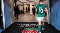 Jack Crowley leaves the pitch after the match 21/2/2026