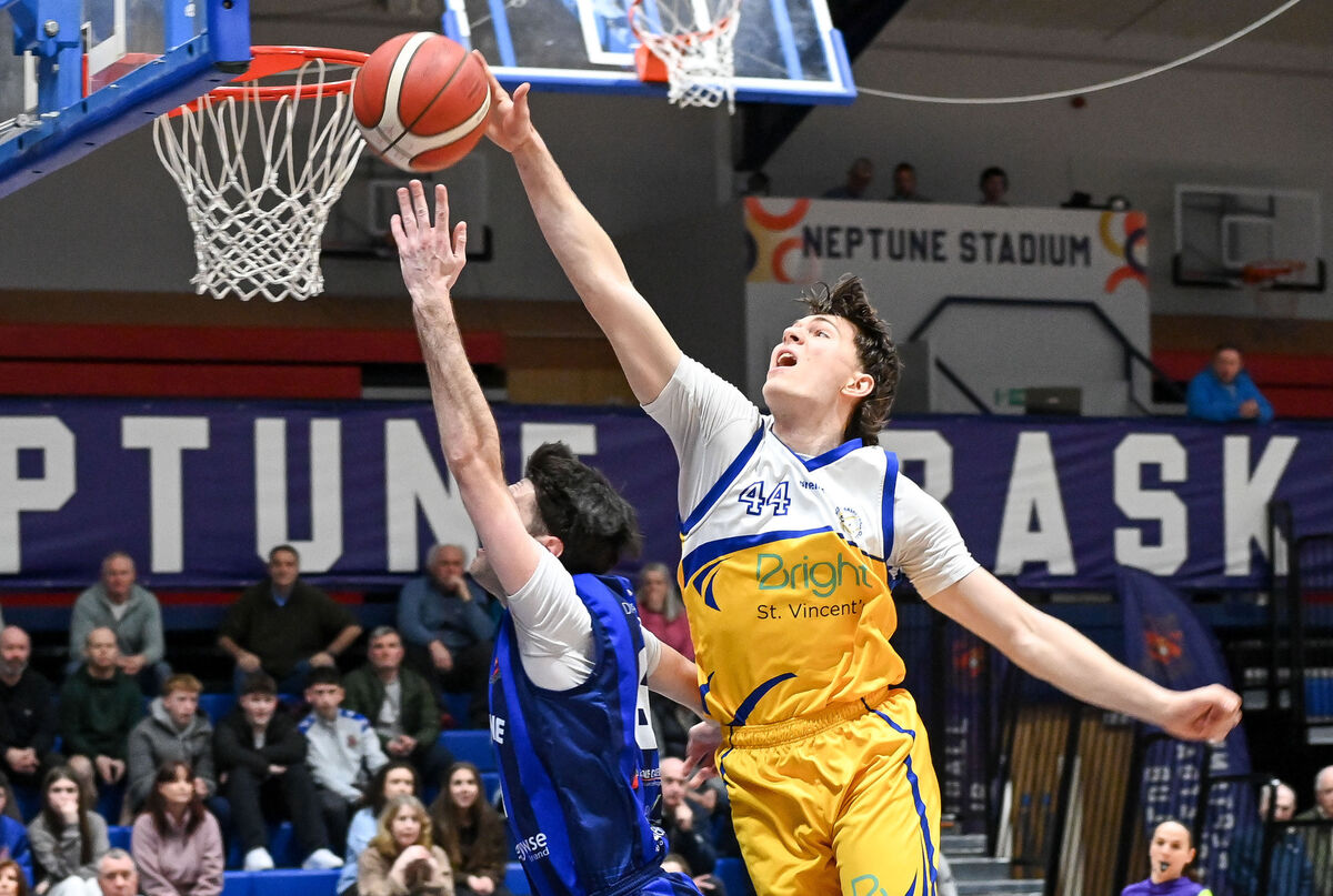 Neptune's Eli Lenihan is denied by St Vincent's Adam Lisewski during their Men's Super League clash at the Neptune Stadium. Picture: David Keane. Neptune's Eli Lenihan is denied by St Vincent's Adam Lisewski during their Men's Super League clash at the Neptune Stadium. Picture: David Keane.
