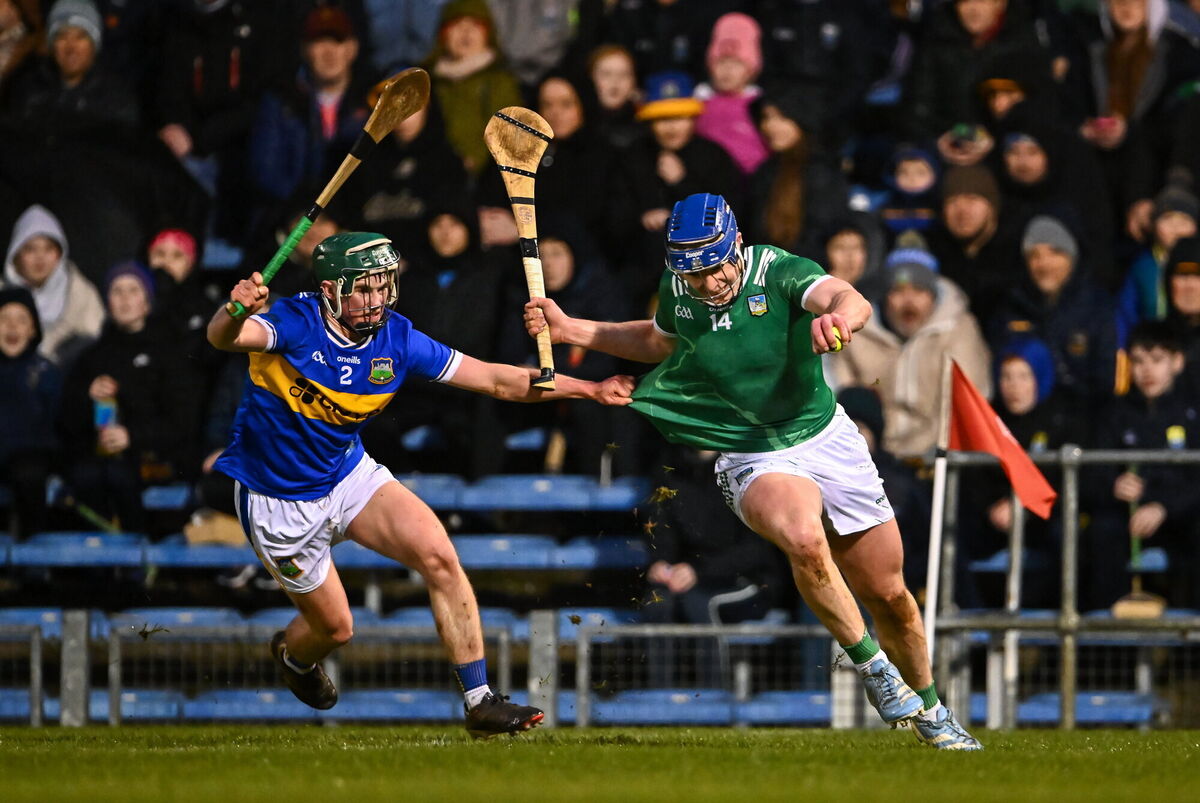Shane O'Brien of Limerick in action against Cathal O'Reilly of Tipperary. Picture: Piaras Ó Mídheach/Sportsfile