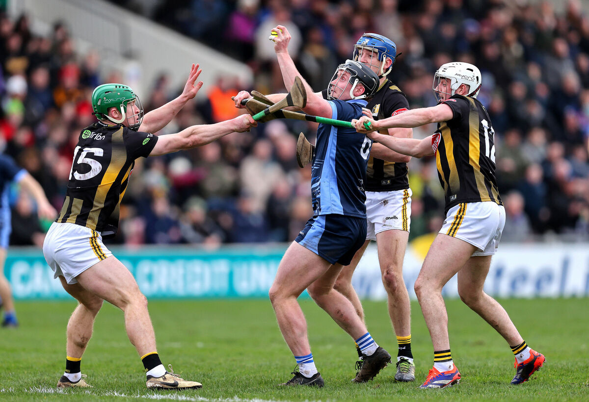 Waterford's Iarlaith Daly battles with Kilkenny pair Martin Keoghan and Cian Kenny. Picture: Inpho/Tom O’Hanlon
