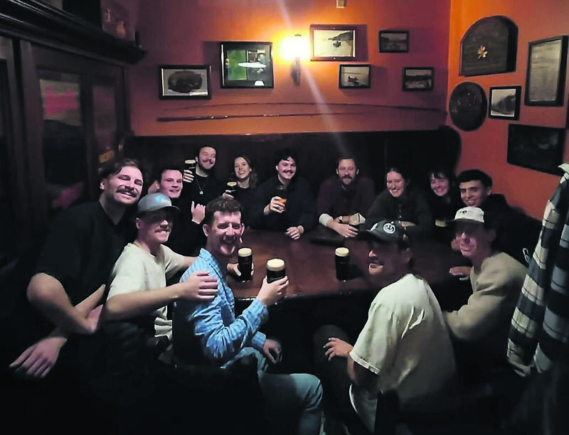 Sam Curtin on a night out with friends in St James’s Gate, Banff’s local Irish pub