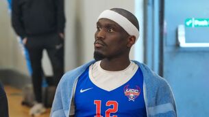 <p>Tamyrik Fields picked up a knee injury against Limerick Celtics. Picture: Noel</p>