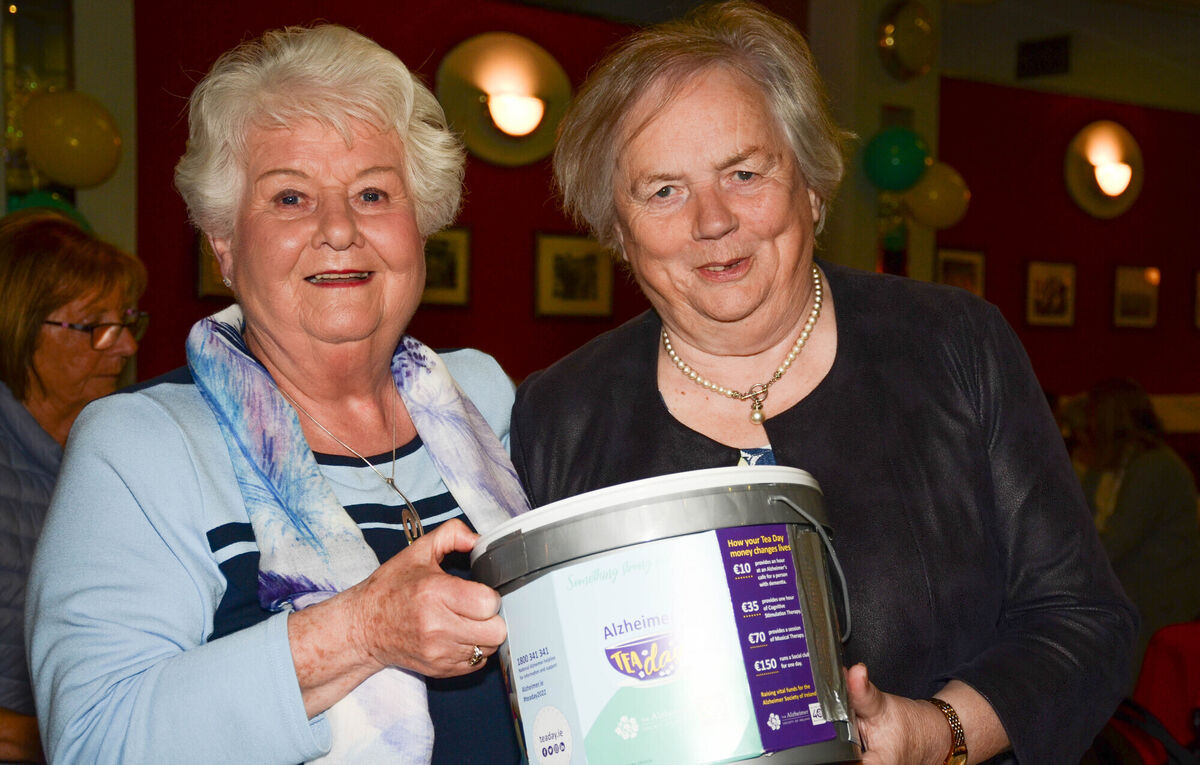 Kay Twomey and Joan O'Mahony, who were on the door collecting funds for the Alzheimer's Tea Day during the 2022 Mayfield Ladies Club Coffee Morning in the Mayfield GAA Club. Picture: Howard Crowdy Kay Twomey and Joan O'Mahony, who were on the door collecting funds for the Alzheimer's Tea Day during the 2022 Mayfield Ladies Club Coffee Morning in the Mayfield GAA Club. Picture: Howard Crowdy