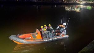 <p>Crosshaven Coast Guard at the scene in Cork city tonight</p>