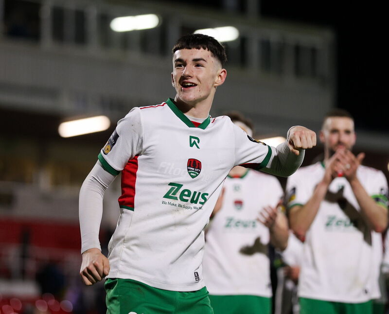 Cillian Murphy of Cork City celebrates after the victory. Picture: Michael P Ryan/Sportsfile Cillian Murphy of Cork City celebrates after the victory. Picture: Michael P Ryan/Sportsfile