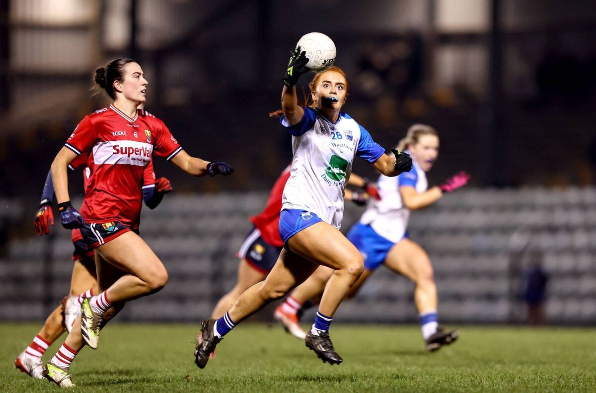 Maeve Daly of Waterford in action against Sadbh McGoldrick of Cork at Páirc Uí Rinn. Picture: Michael P Ryan/Sportsfile 
