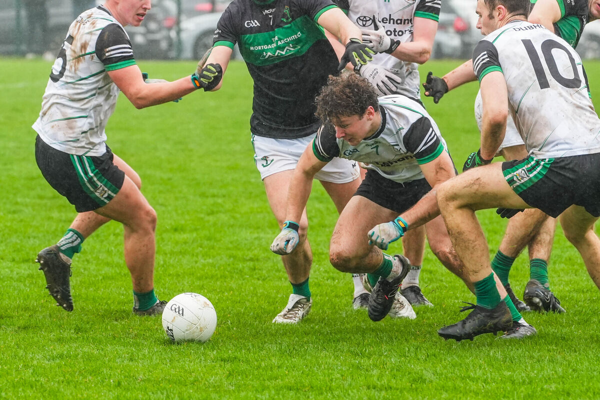 Douglas' Donncha Callaghan drives onto this breaking ball. Picture: Noel Sweeney