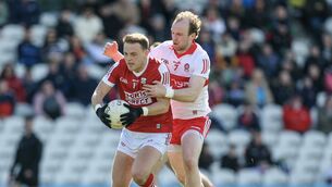 <p>Cork’s Steven Sherlock in action against Derry in 2023. Picture: INPHO/Ken Sutton</p>