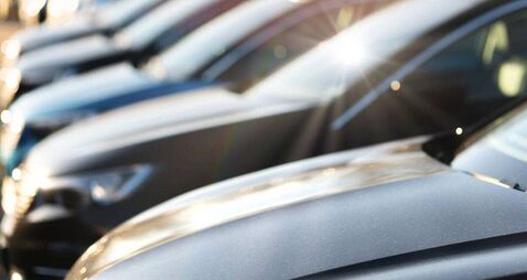 New cars at a car dealership