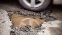 Large pothole in Montreal, Canada.