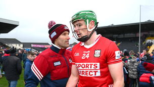 <p>Cork manager Ben O'Connor with Robbie O'Flynn after Sunday's Allianz HL Division 1A win over Kilkenny. Picture: Ray McManus/Sportsfile</p> <p>Cork manager Ben O'Connor with Robbie O'Flynn after Sunday's Allianz HL Division 1A win over Kilkenny. Picture: Ray McManus/Sportsfile</p>