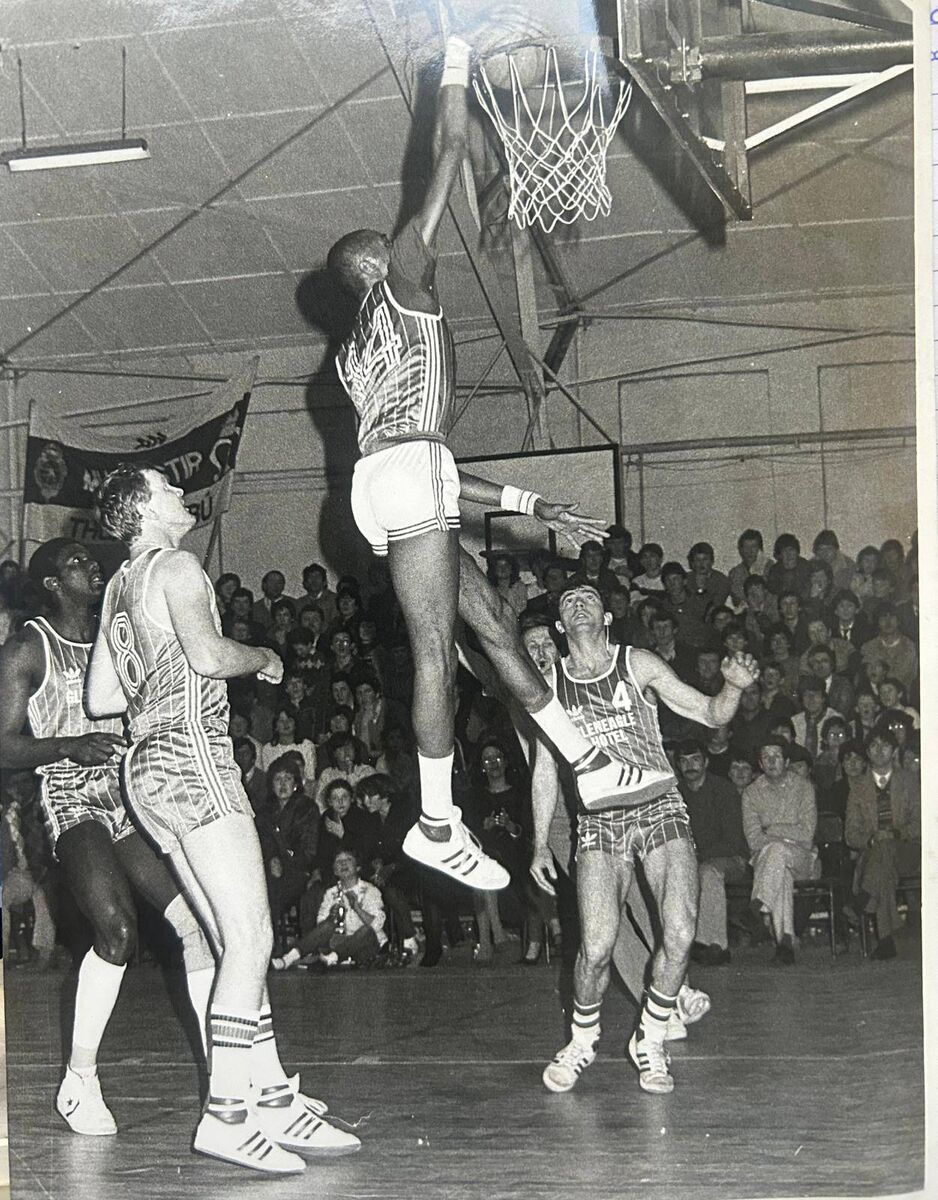 Bob Stephens in action for Team Harp Lager against Gleneagle Hotel Killarney in a Division 1 game at the Parochial Hall in the 1980s.