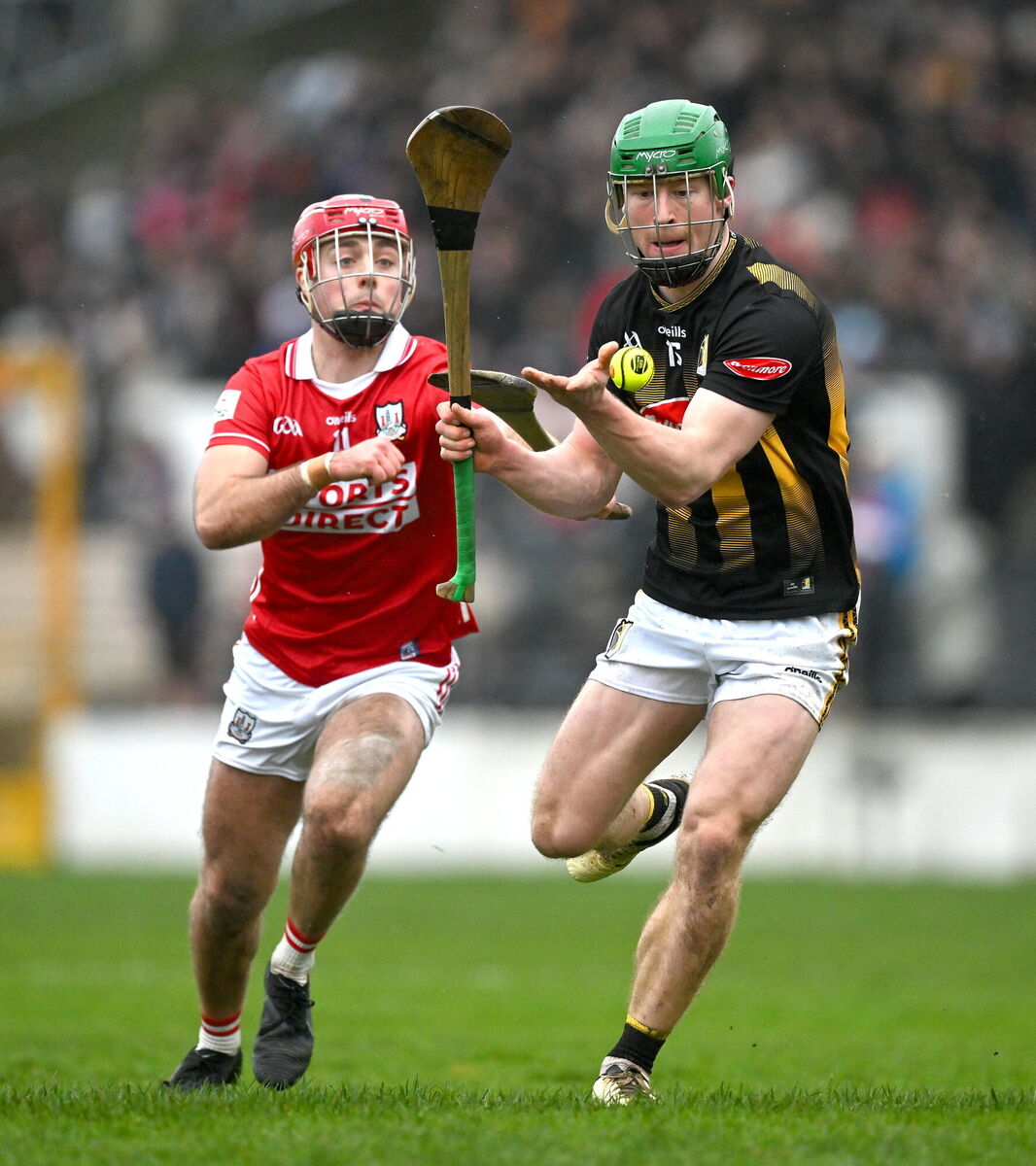Mossy Keoghan of Kilkenny is tackled by William Buckley of Cork. Picture: Ray McManus/Sportsfile