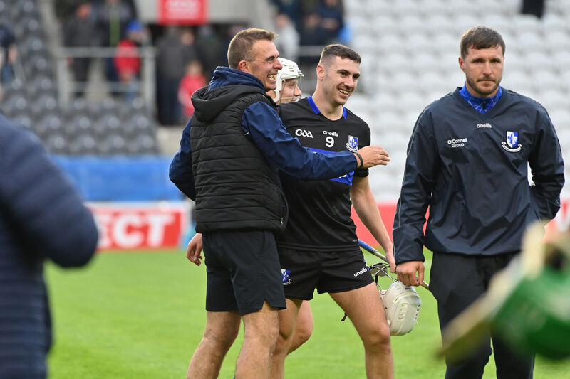  Sarsfields manager Johnny Crowley with Killian Murphy. Picture: Dan Linehan