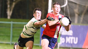 <p>Luke Shorten of MTU Cork in action against Thomas Ross of UL in the Sigerson Cup in January - the Bishopstown college are set to return to the Cork county football championship after a four-year gap. Picture: Eddie O'Hare</p>