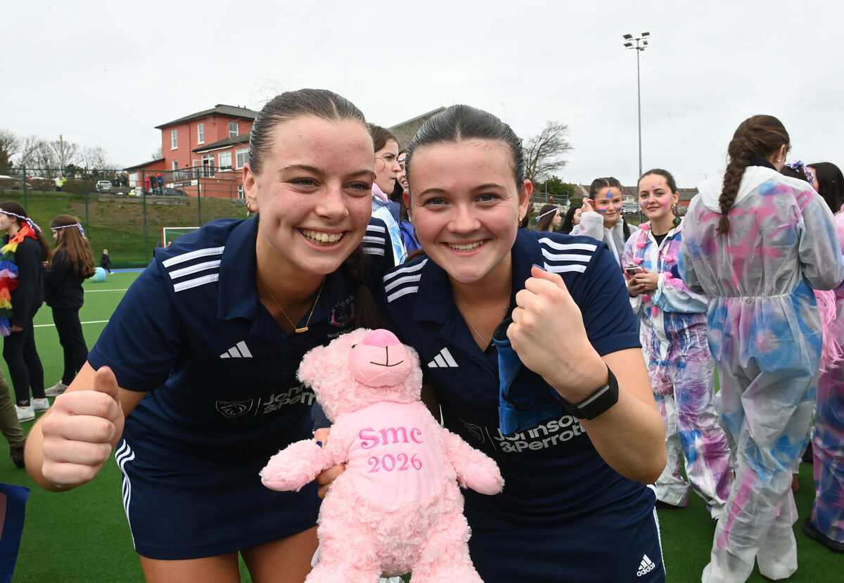 Co-captains Sofie Moloney and Amy Noonan celebrate the win for Scoil Mhuire College. Picture: Larry Cummins Co-captains Sofie Moloney and Amy Noonan celebrate the win for Scoil Mhuire College. Picture: Larry Cummins