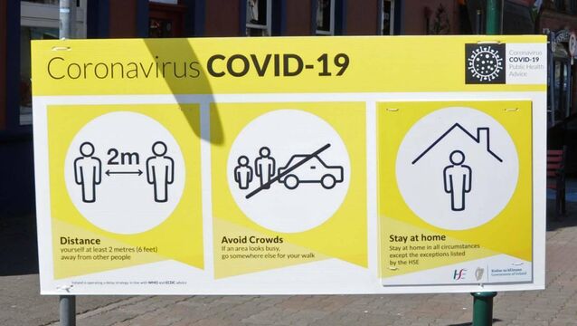 <p class="contextmenu internal_Caption">Covid signs in Kinsale in April, 2020. Some university students are enquiring about compensation for the effects of the pandemic</p>