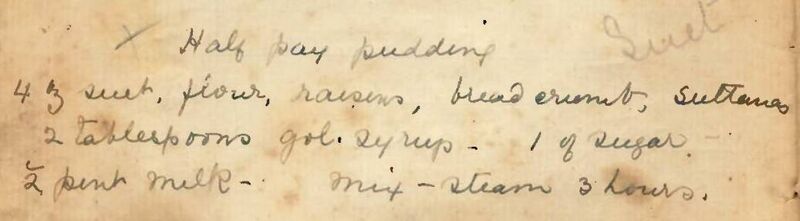 The recipe for Half Pay pudding