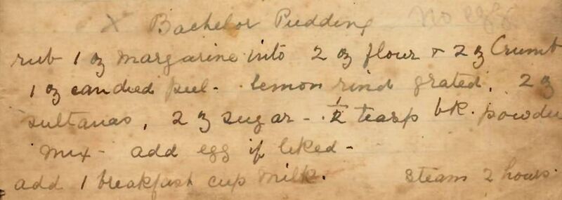 The recipe for Bachelor Pudding