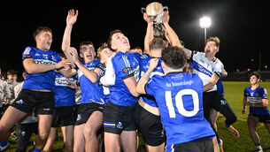 <p>Sarsfields captain Harry Cogan and players celebrate after defeating Midleton in the Rebel Óg Premier 1 minor HC final at Páirc Uí Rinn last year. They start the defence of their title against Blackrock. Picture: Eddie O'Hare</p>