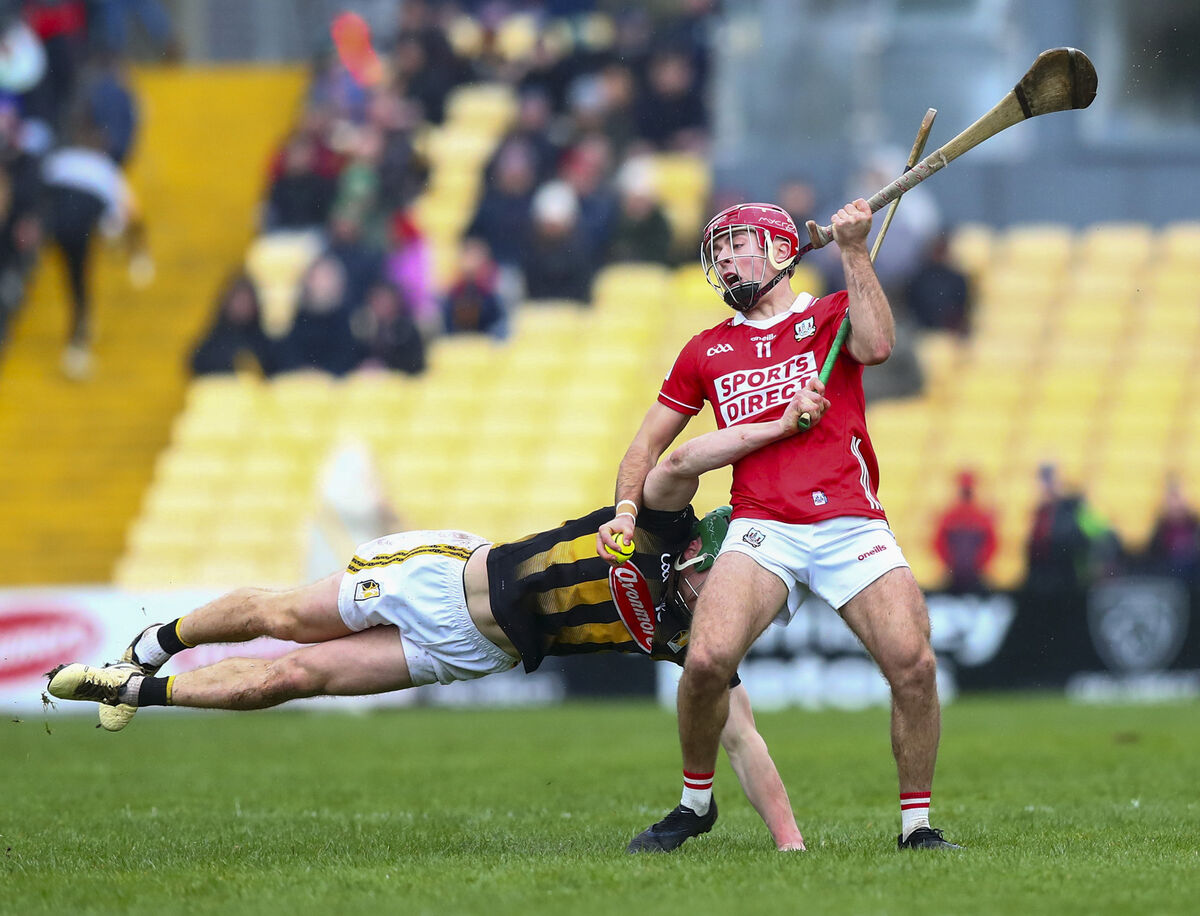 Cork's William Buckley is challenged by Kilkenny's Darragh Corcoran at UPC. Picture: INPHO