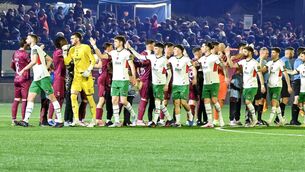 <p> Cobh Ramblers and Cork City before their SSE Airtricity League Division 1 clash at St Colman's Park. Picture: David Keane.</p>