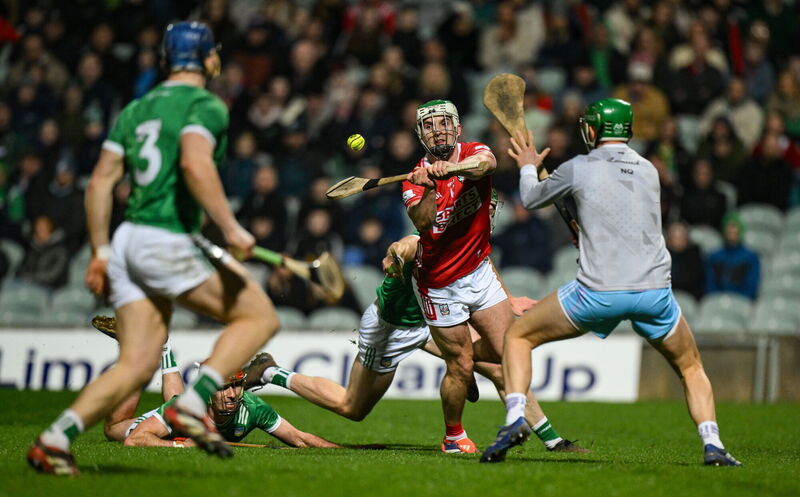 Cork's Shane Kingston has a shot saved by Limerick goalkeeper Nickie Quaid. Picture: Brendan Moran/Sportsfile