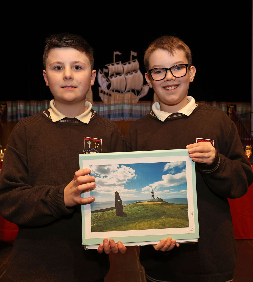  Harry Drinan and Kyle O'Dwyer, Scoil Naomh Iosaf Riverstown, The Old Head of Kinsale Lighthouse, Best County Cork Project Award winners.